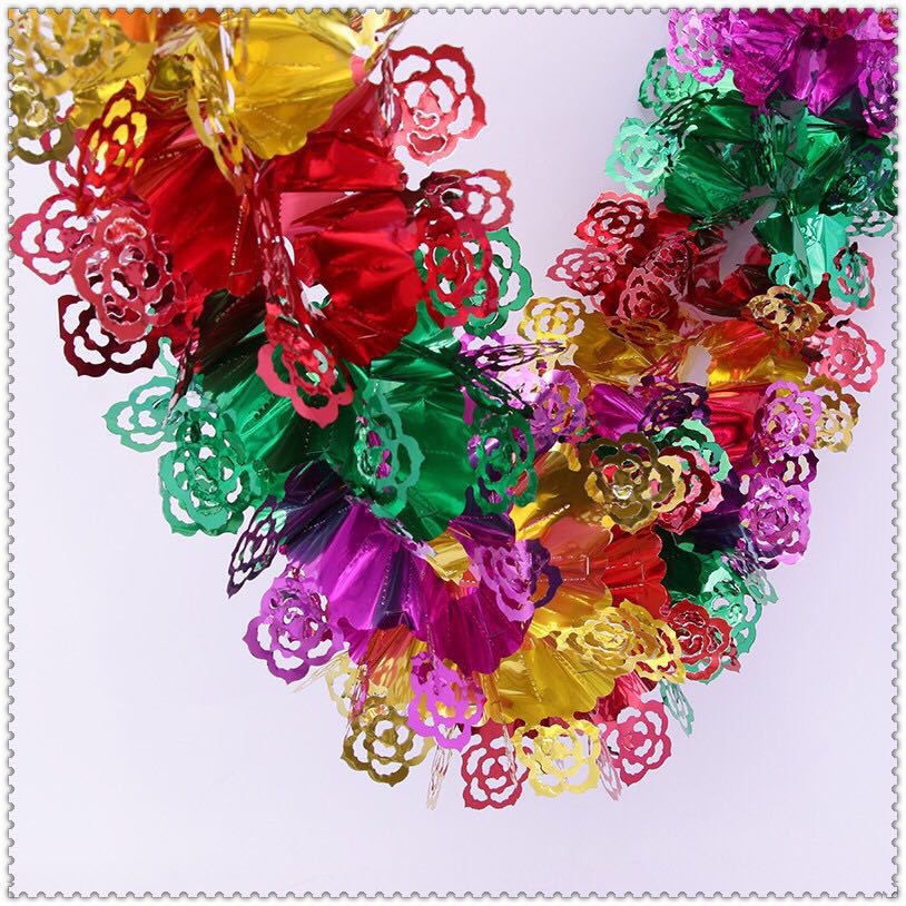 玫瑰花彩带毛条装饰七彩色场圣诞节装饰细节图