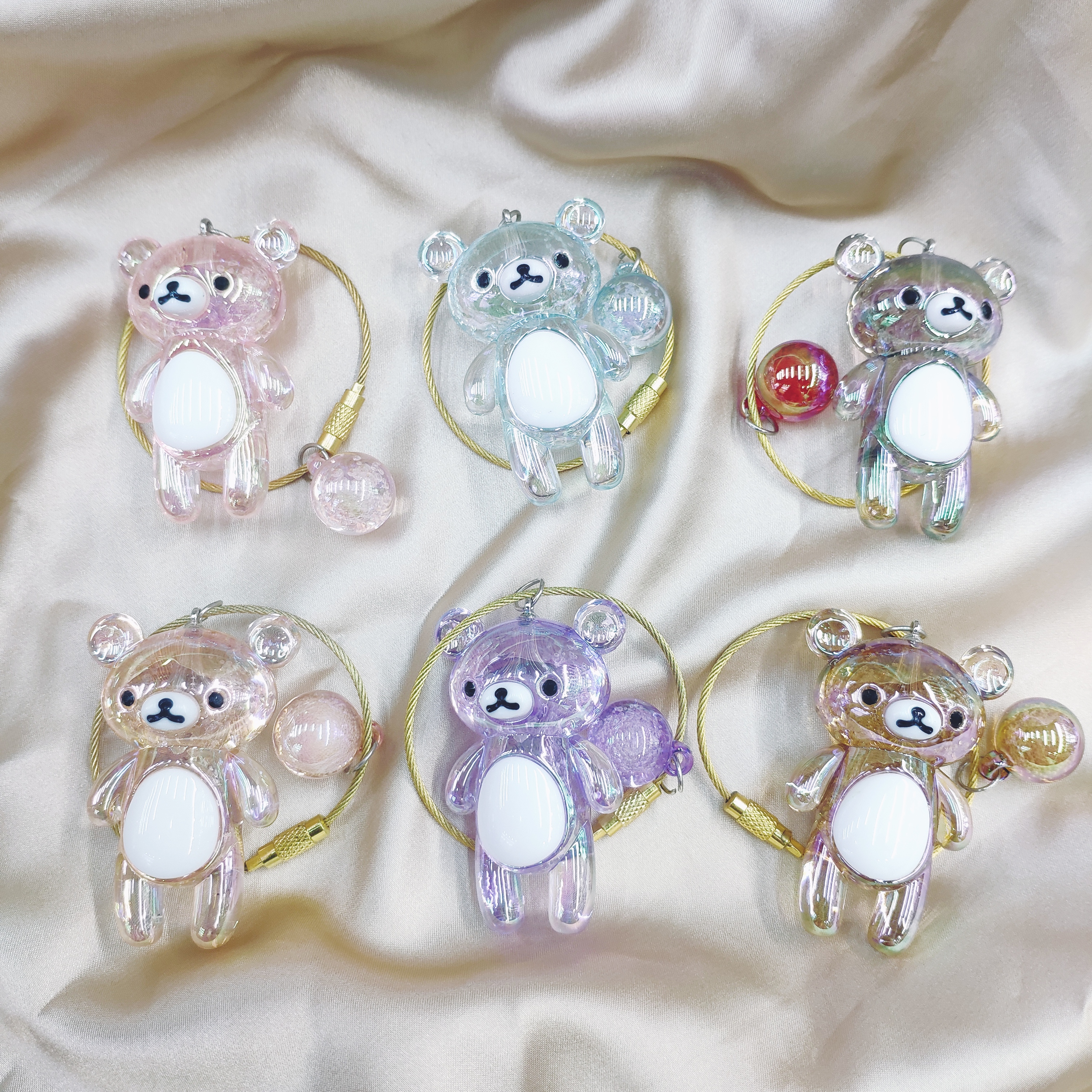 Aizhu jewelry bubble acrylic Brown Bear car keychain pendant Schoolbag cartoon chain backpack lock detail image 1