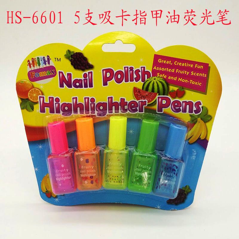 Creative Nail polish scented highlighter Suction card with nail polish fluorescent marker for student writing thumbnail