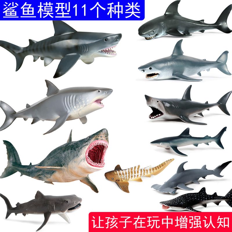 大白鲨鱼玩具巨齿鲨动物虎鲨巨口鲨仿真模型摆件玩偶详情图1