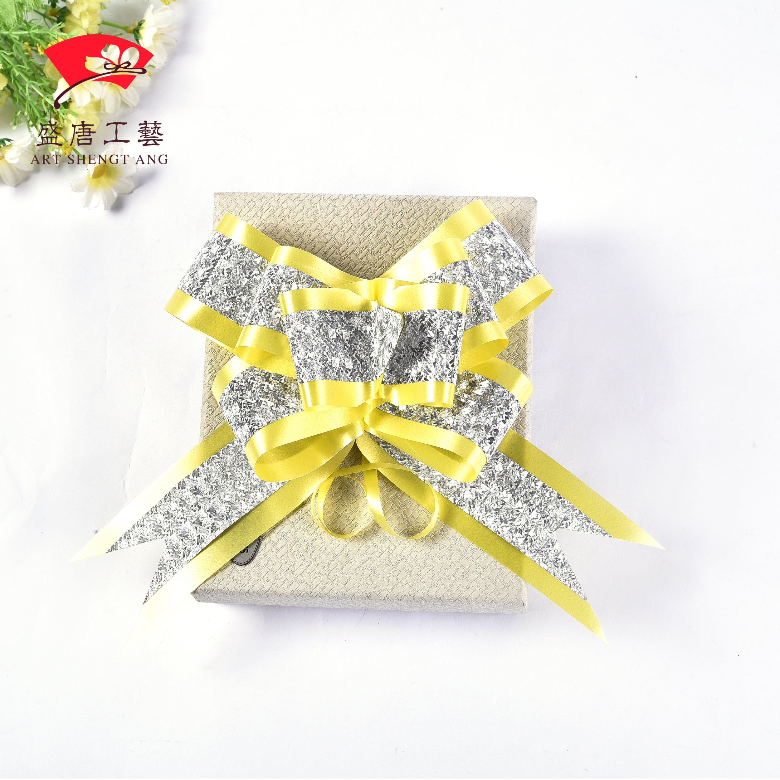 婚庆蝴蝶结手拉花 礼盒花束装饰拉花 50双层金葱拉花详情4