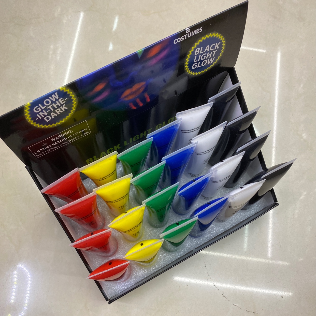 万圣节普通色彩妆荧光脸彩人体彩绘夜光发光化妆舞会颜料用品白底实物图