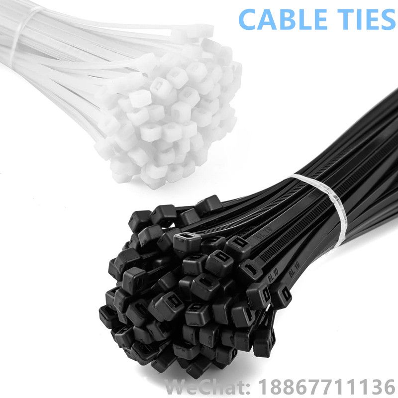 重型电缆拉链扎带 用组合套装包括 25-38 厘米黑色和白色尼龙扎带详情图1