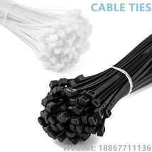 重型电缆拉链扎带 用组合套装包括 25-38 厘米黑色和白色尼龙扎带