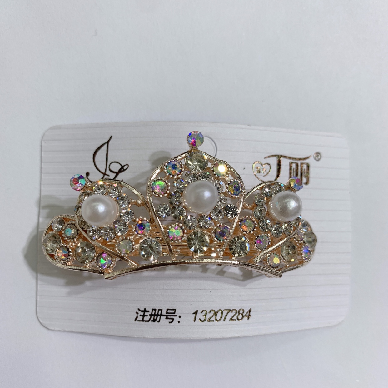 Manufacturers direct quality assurance, 6 cm pearl drill hairpin, hot style fashion spring hairpin joker crystal edge clip thumbnail