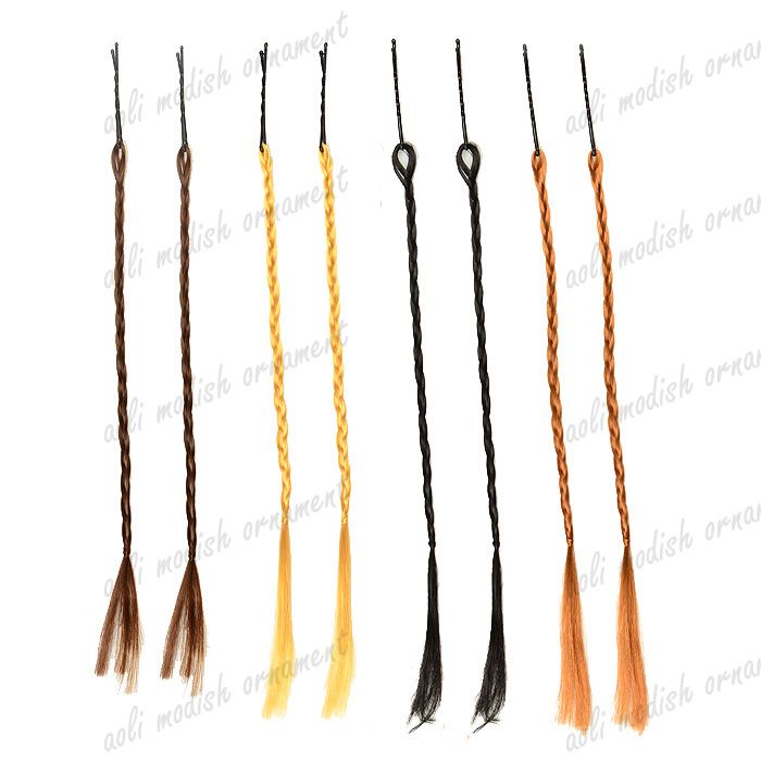 Fashion accessories black clip 25cm black and brown lady small twist hair plaits thumbnail