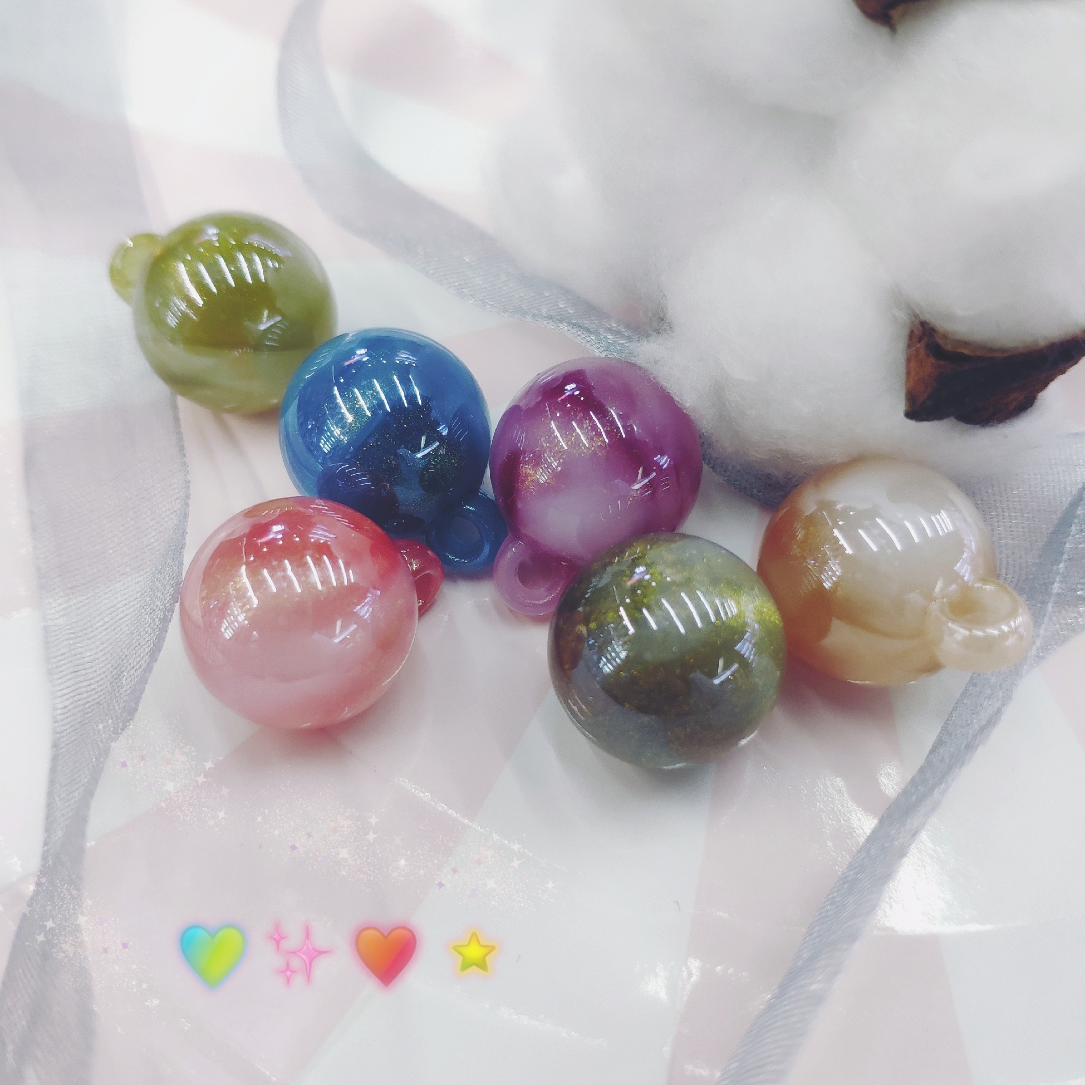 Aizhu Jewelry 16mm colorful dual-color hanging hole round beads, gold powder pearlescent acrylic jewelry accessories, clothing accessories detail image 3