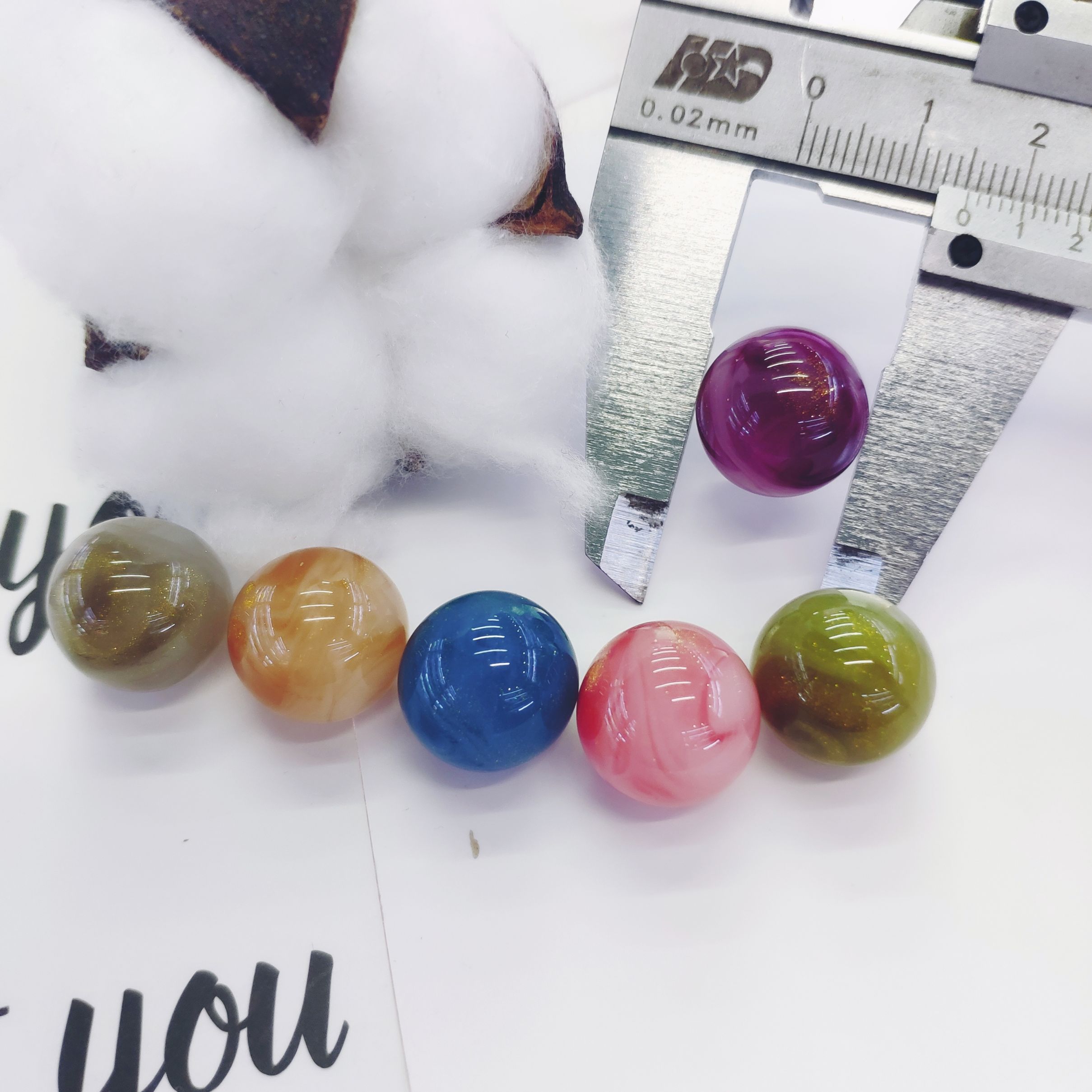 Aizhu Jewelry 16mm color two-color non-porous round beads gold powder acrylic jewelry accessories and clothing accessories