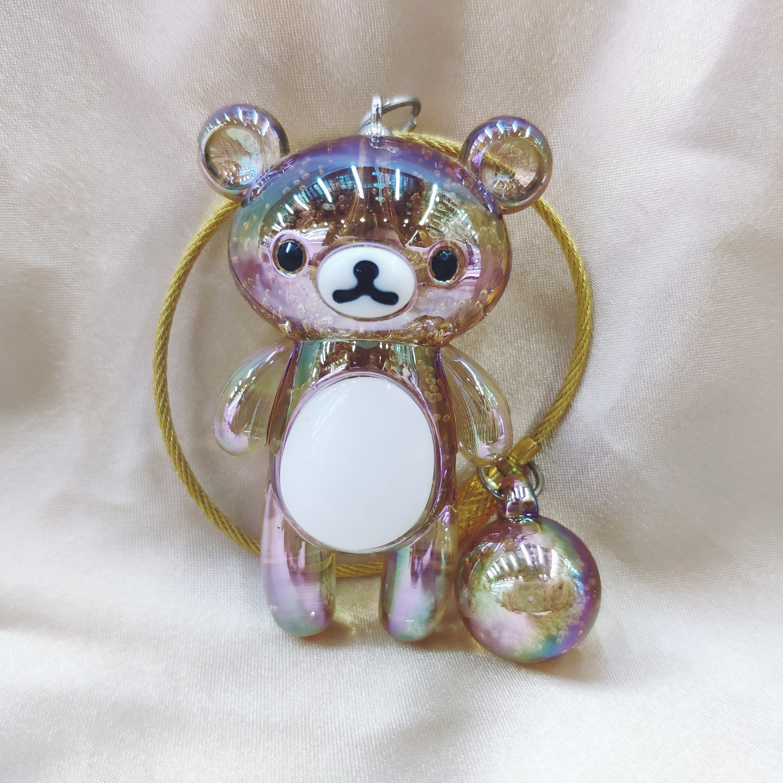 Aizhu jewelry bubble acrylic Brown Bear car keychain pendant Schoolbag cartoon chain backpack lock detail image 5