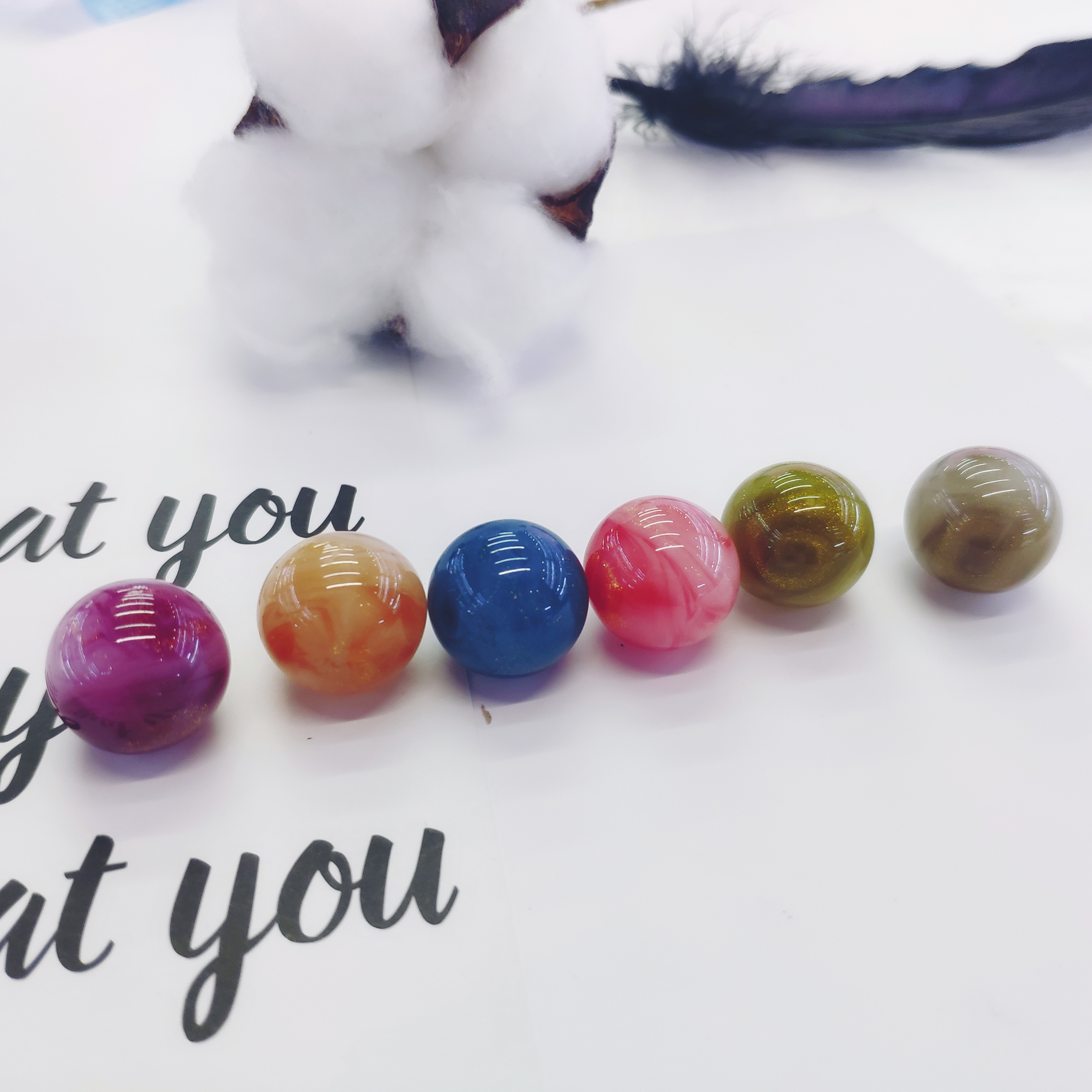 Aizhu Jewelry 16mm color two-color non-porous round beads gold powder acrylic jewelry accessories and clothing accessories detail image 4