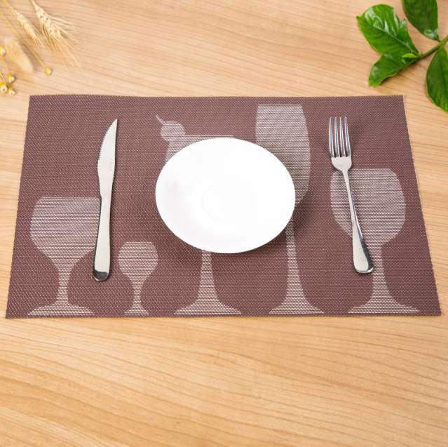 New cross-border Christmas placemats, wine glass printed table MATS, pvc hotel Western placemats, washable placemats Specification image