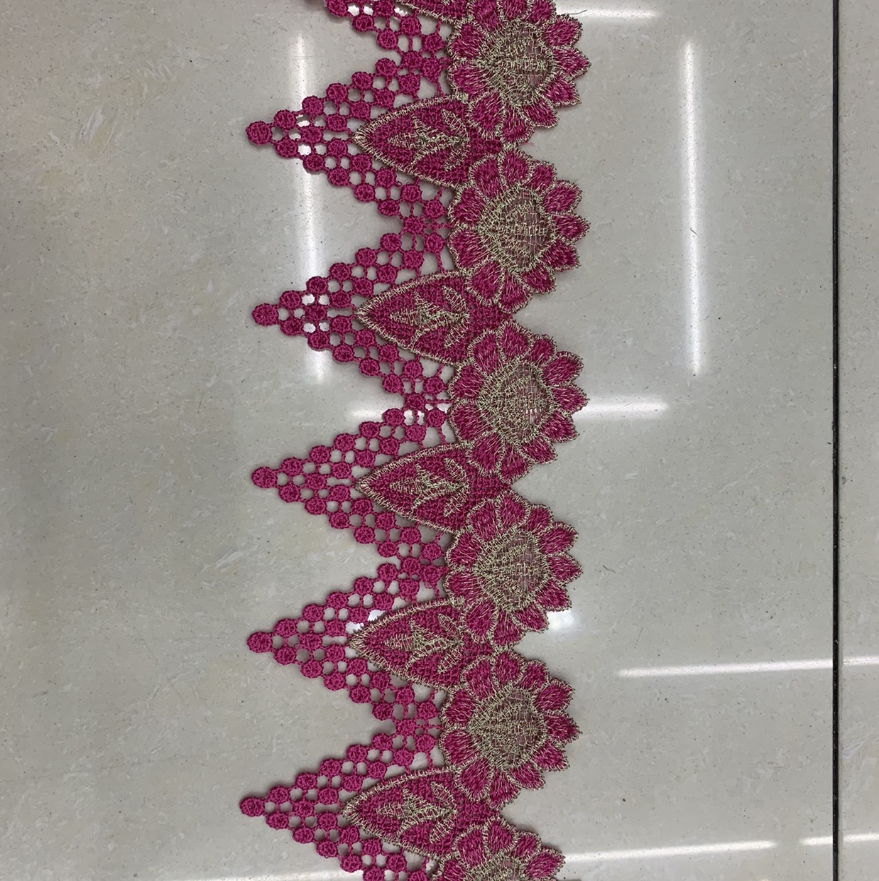 涤光双边双色条码花（玫红色+金）（红色+金）