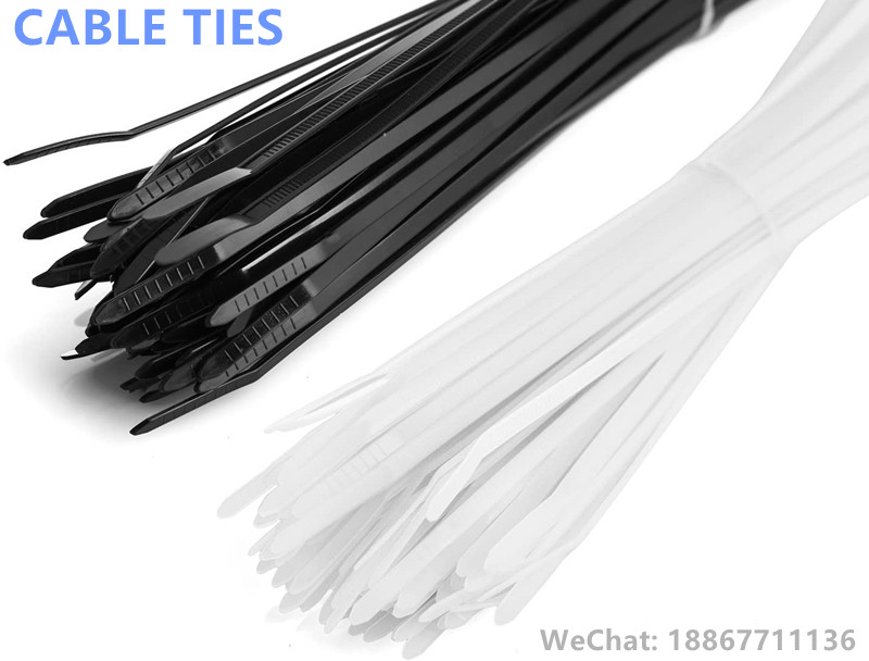 重型电缆拉链扎带 用组合套装包括 25-38 厘米黑色和白色尼龙扎带详情图2