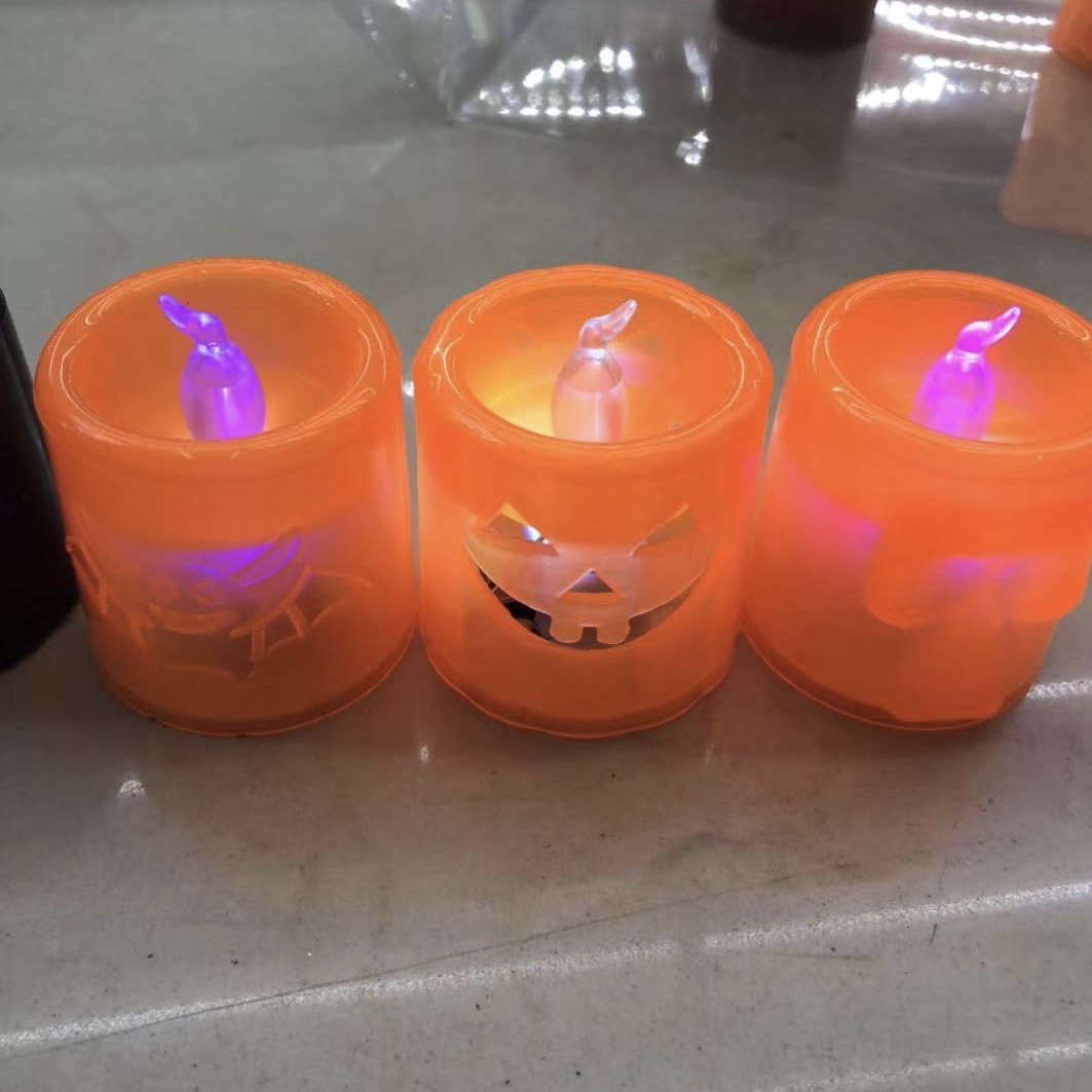 Halloween Simulation Led Colorful Light Electronic Candle Light Horror Scene Layout Pumpkin Decoration Night Light Specification drawing