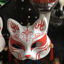 厂家直销日本和风面具 猫脸狐狸舞会假面PVC面具