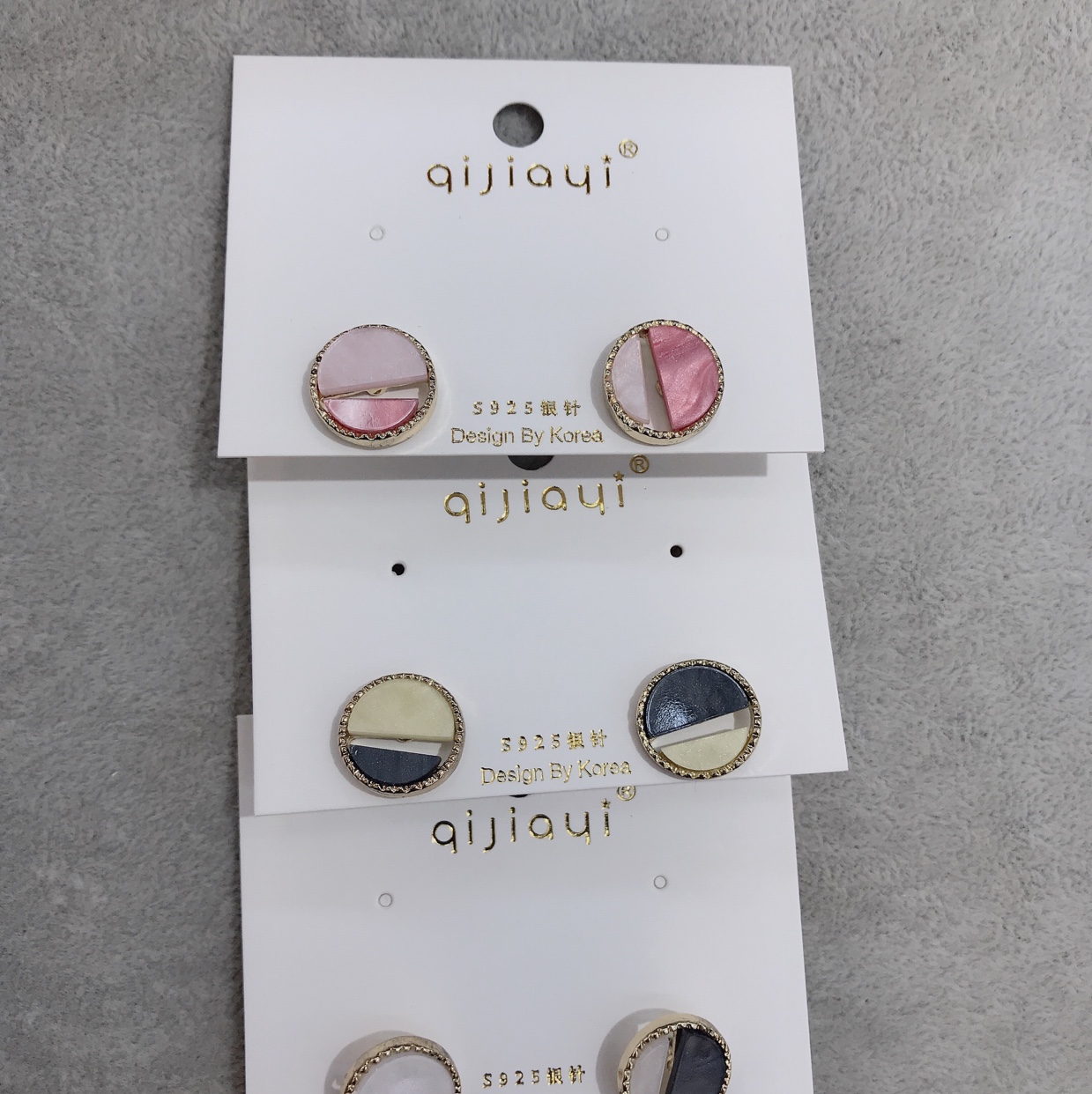 Double colored stud earrings thumbnail