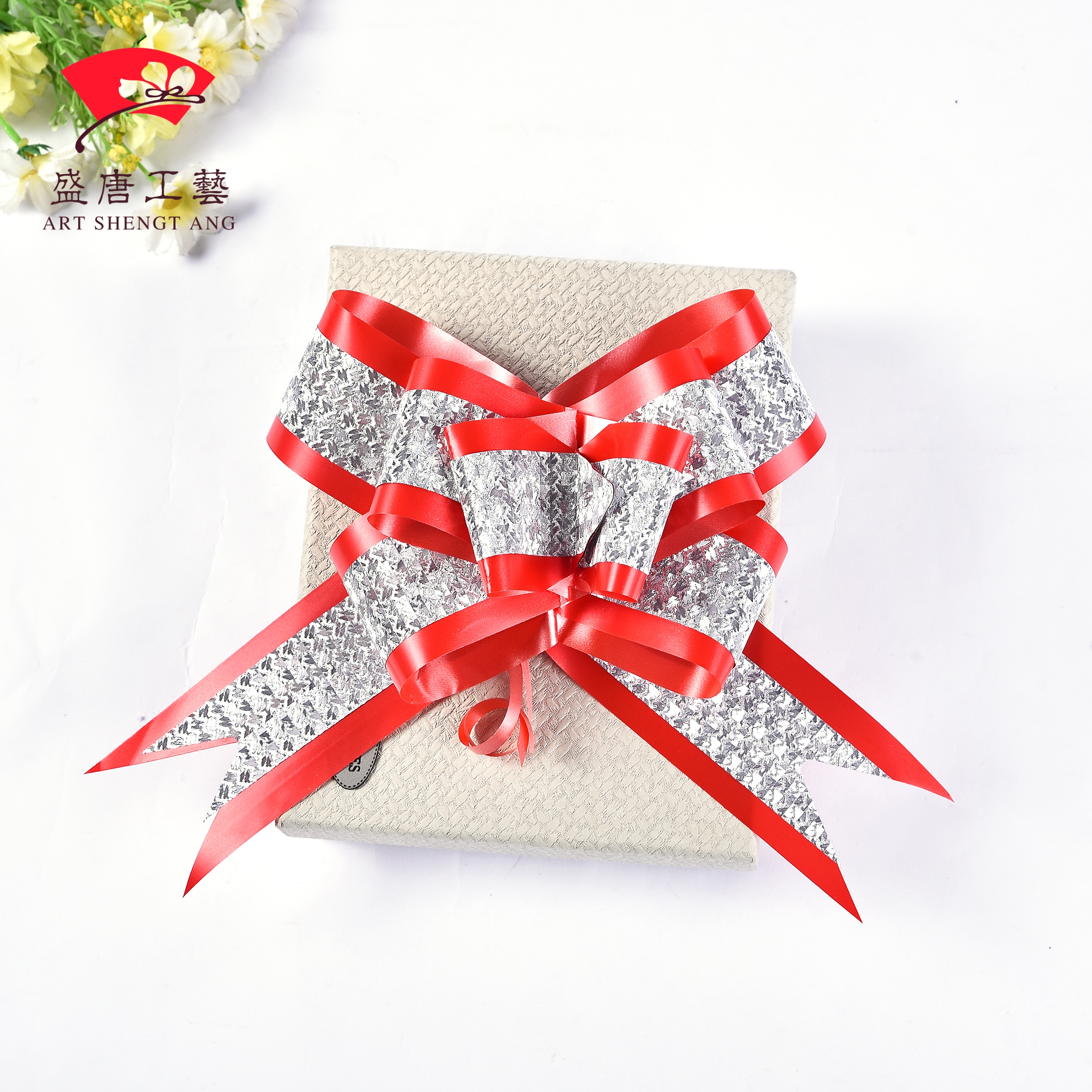 婚庆蝴蝶结手拉花 礼盒花束装饰拉花 50双层金葱拉花详情2