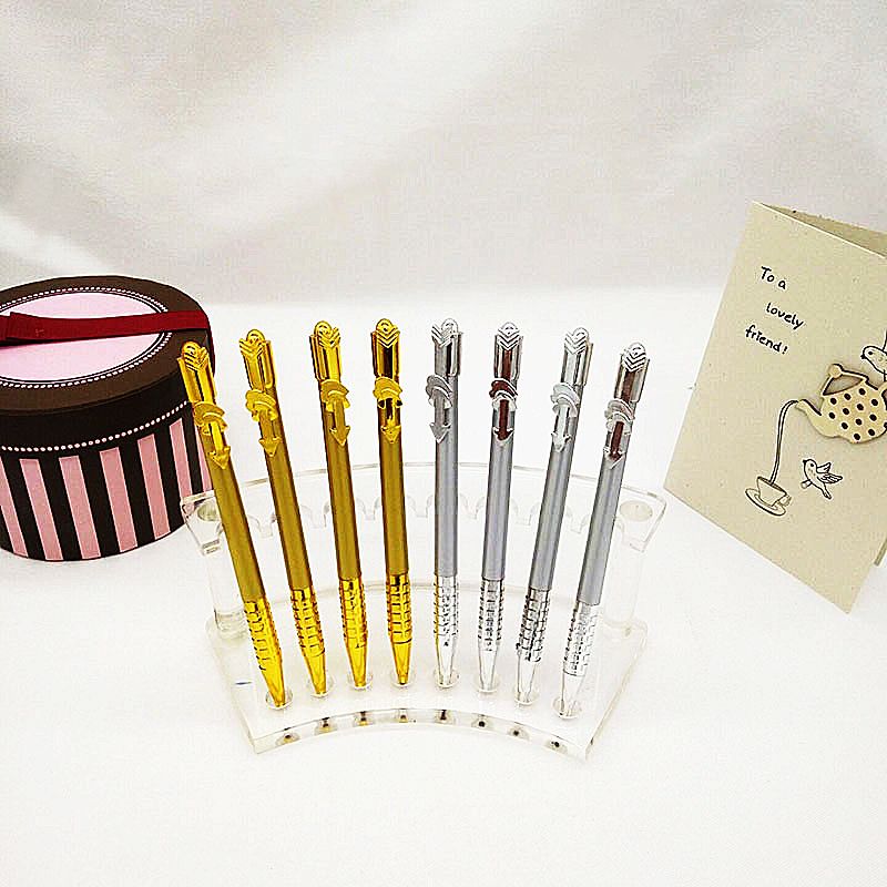 Creative business office gold and silver ballpoint pen with plastic spray paint heart Cupid's arrow heart pen thumbnail