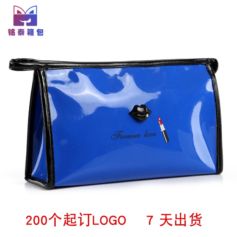 Popular stereo lip makeup bag makeup bag wash gargle bag hand bag patent leather briefcase system LOGO thumbnail
