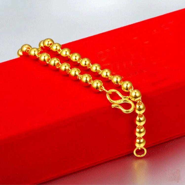 Euro-currency gold round bead bracelet, solid round bead bracelet, Yue Nan Nan golden surface men's and women's Buddhist bead bracelet, Yiwu, novel details Picture