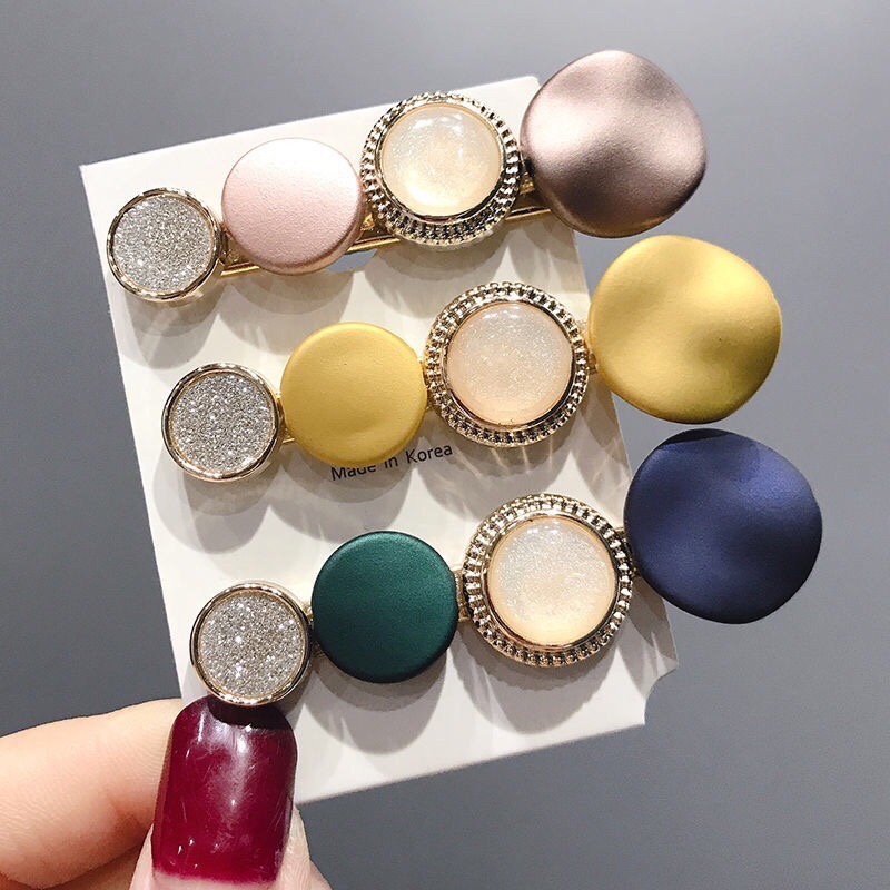 Korean macaron hair clips, women's bangs, seaside clips, simple one-line clips at the back of the head, Instagram trendy retro style details Picture