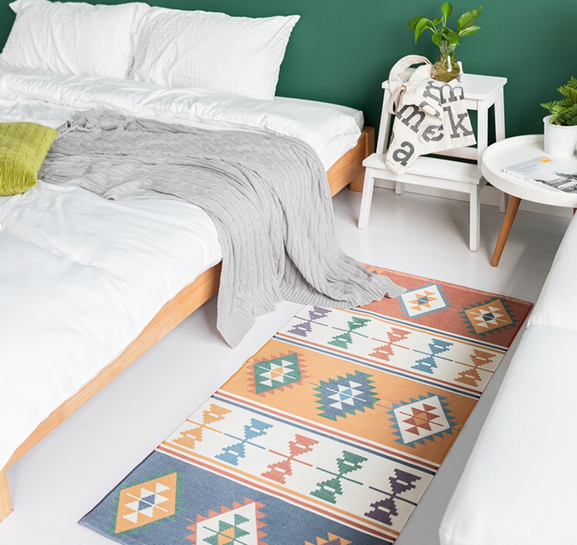 名杨织秀欧式家用时尚简约地垫床边毯沙发边脚垫棉线数码印花地垫细节图