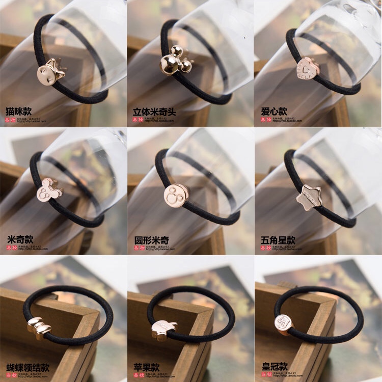 Direct sales and wholesale of high-elasticity, multi-style black rubber band hair bands as Taobao gifts from the manufacturer Specification image