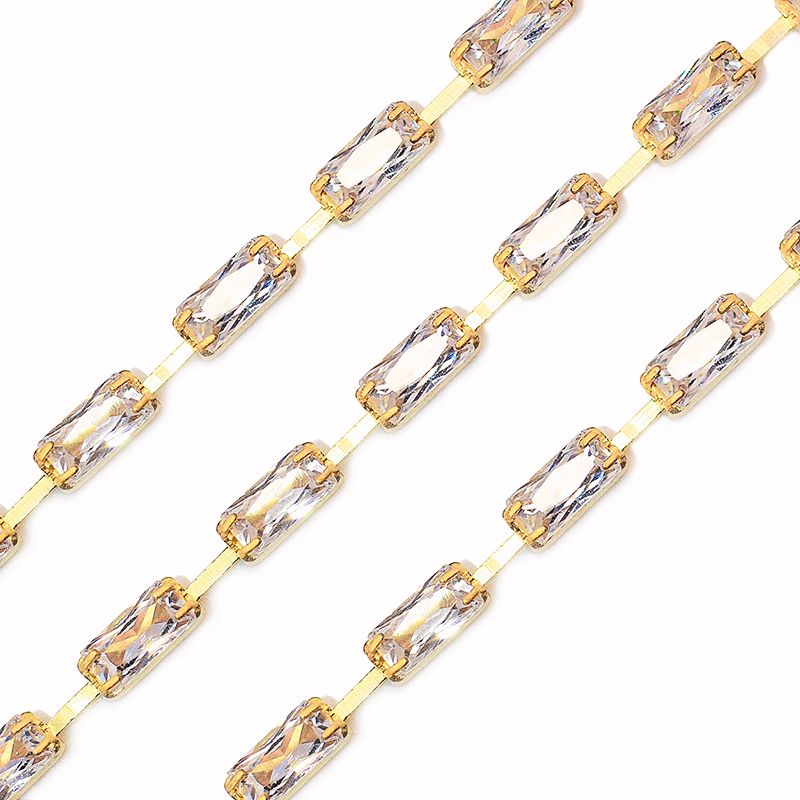 Yili claw chain: Shop around for vertical row vertical sparse zircon claw chain, 2*4/3*7mm rectangular zircon chain manufacturer wholesale Item Picture