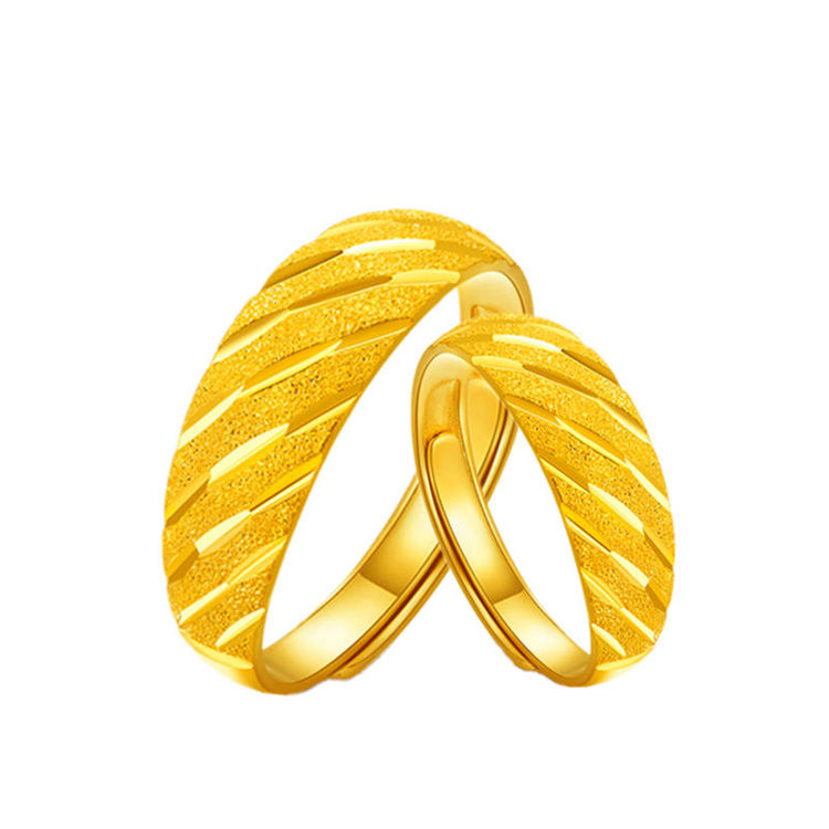 Gold rings, couple rings for men and women, simulated gold, pure gold rings, sand gold loose-mouth square rings, gold-plated jewelry Item Picture