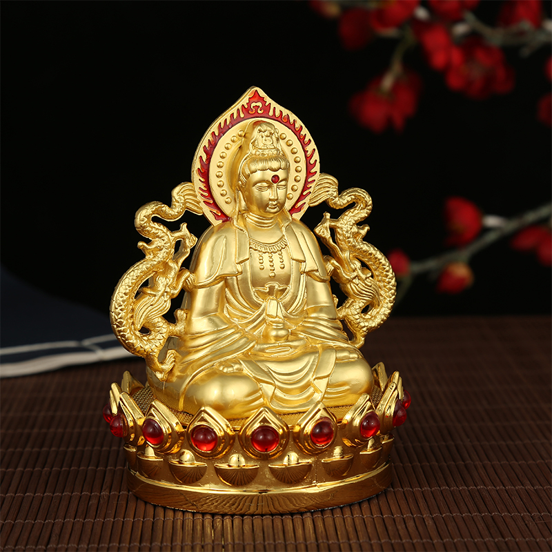 热款批发佛系红宝石现货 车载用品莲花观音款 合金汽车摆件详情5