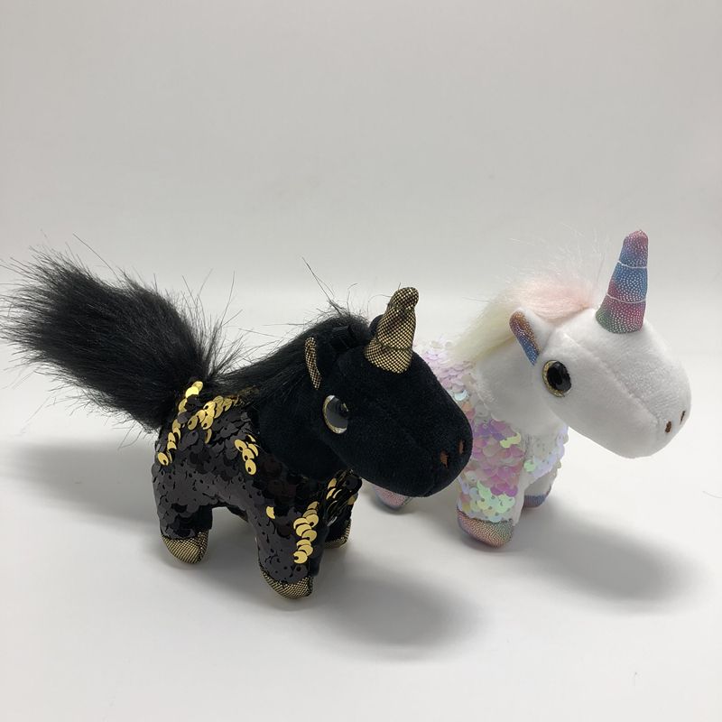 Sequined unicorn stuffed toy doll key chain Pendant couple doll clutch machine doll car key chain