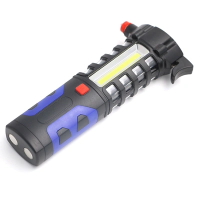 New Led Lighting Flashlight With Safety Hammer Emergency Defense Tool Light Warning Light Strong Magnetic Cob Maintenance Work Light