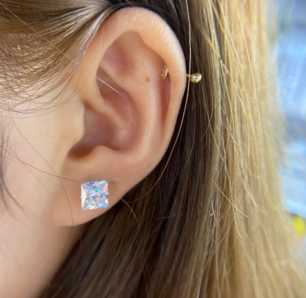Silver and luxury accessories 925 sterling silver square zircon stud earrings 2mm-8mm fashionable women's earrings Hollow earrings 1 details Picture