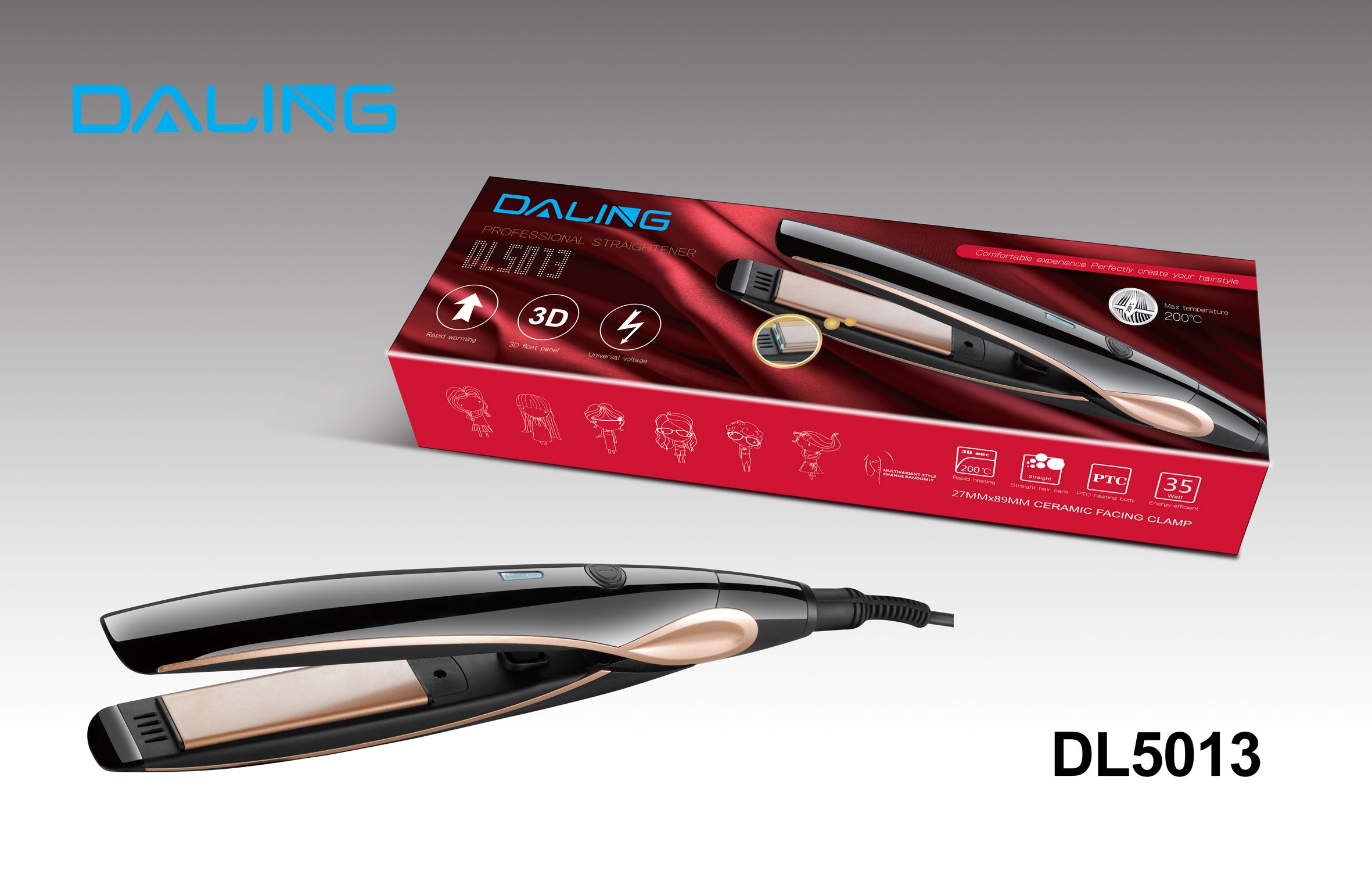 Daling DL-5013 Women's Curling irons, Plug-in women's curling irons, Hair curlers and bangs wholesale across borders