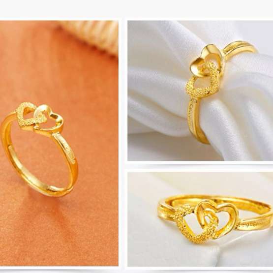Heart-shaped adjustable golden couple rings, fashionable frosted rings, gold-plated sand gold men's and women's rings Application Scenario