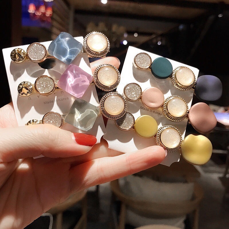 Korean macaron hair clips, women's bangs, seaside clips, simple one-line clips at the back of the head, Instagram trendy retro style