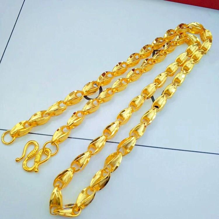 European gold matte sunflower seed necklace, brass gold-plated sunflower seed necklace, men's and women's accessories undefined