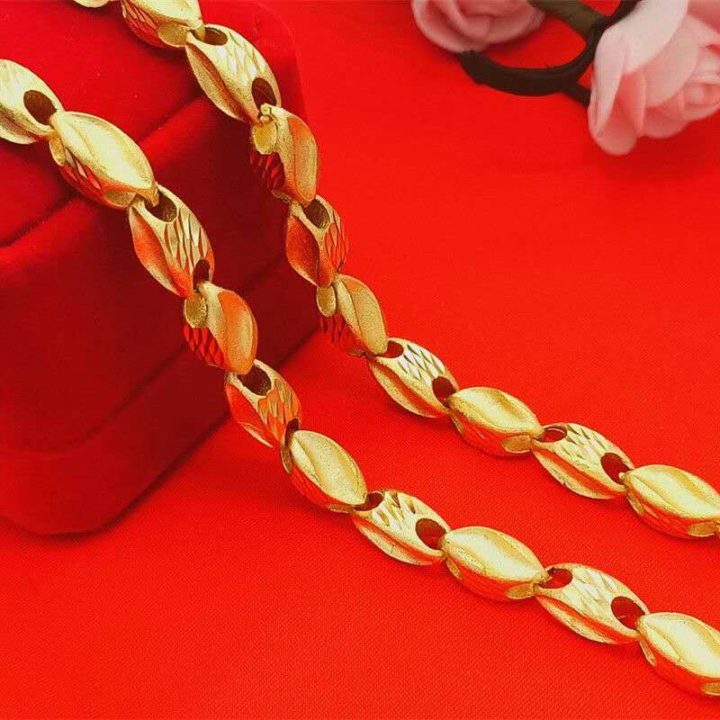 Gold-plated necklace for men, Vietnamese sand gold with a rough matte finish and bamboo joint ingot. It is powerful, luxurious and does not fade for a long time undefined