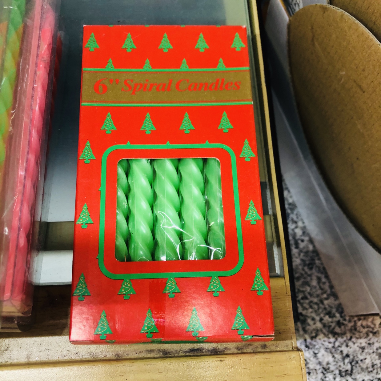 圣诞蜡烛 红盒螺纹蜡