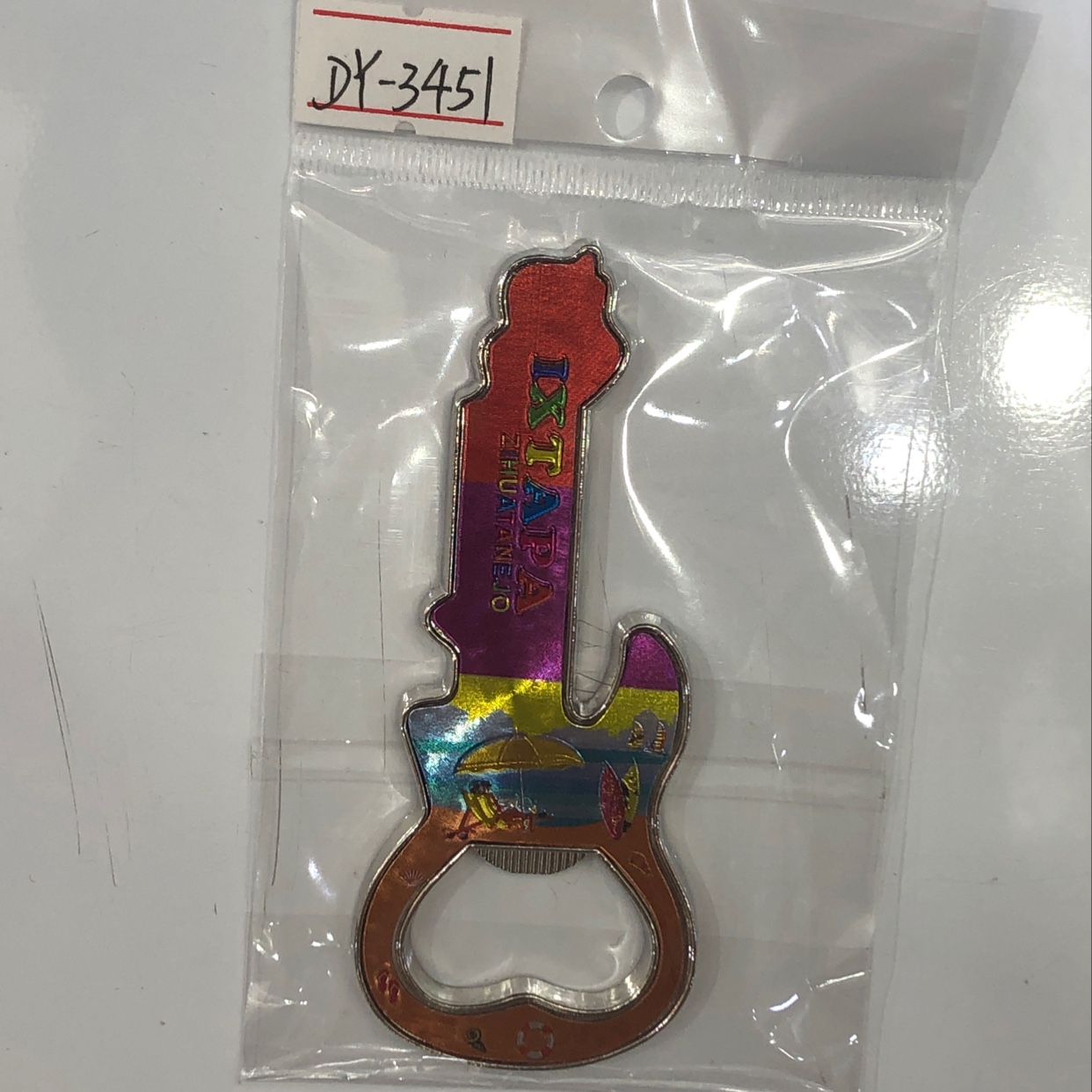 Guitar bottle opener fridge magnet