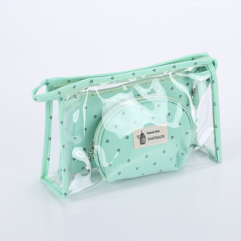 2020 Best-selling transparent PVC cosmetic bag three-piece set, cosmetic bag, beauty gift bag customization, LOGO source manufacturer details Picture