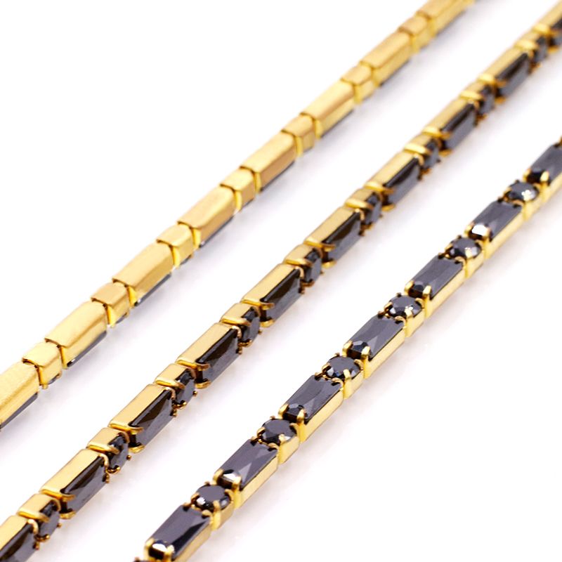 Compare three manufacturers of fancy zircon claw chains with 3*6+3mm vertical zircon chain wholesale