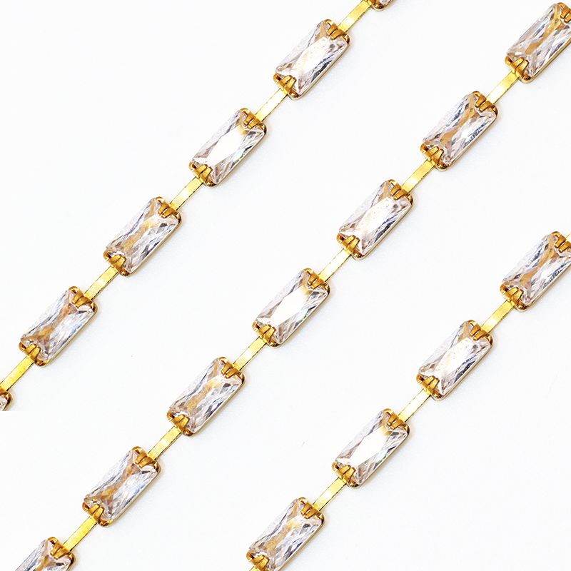 Yili claw chain: Shop around for vertical row vertical sparse zircon claw chain, 2*4/3*7mm rectangular zircon chain manufacturer wholesale Specification image