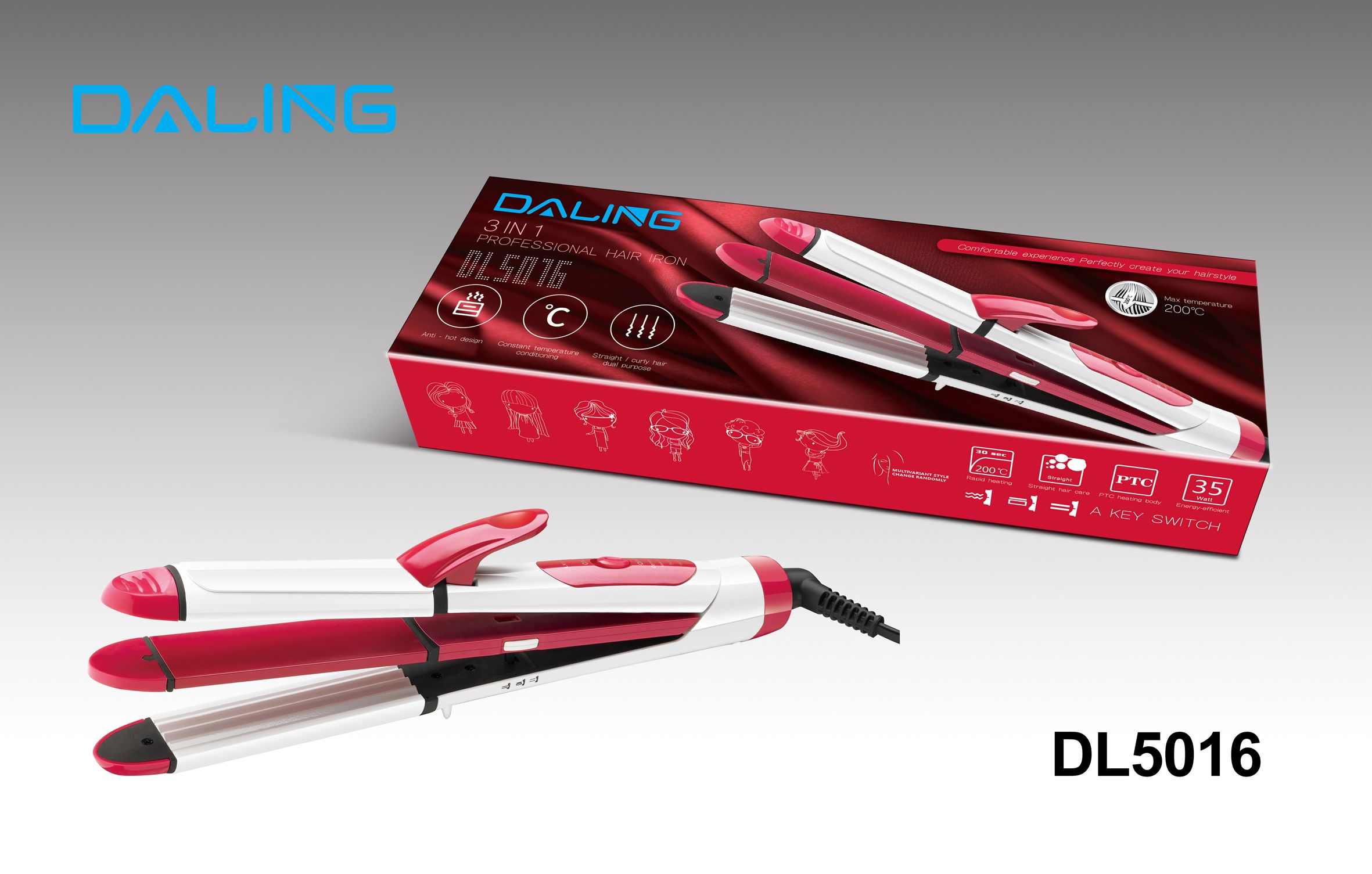 Daling DL-5016 Women's Curling irons, Plug - in women's curling irons, Hair curlers and bangs wholesale cross-border full figure