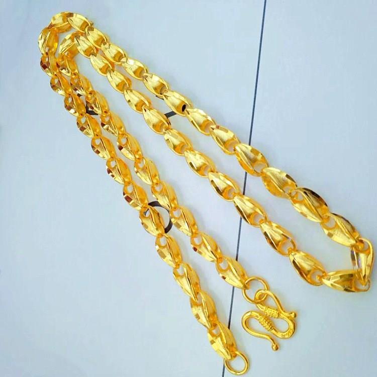 European gold matte sunflower seed necklace, brass gold-plated sunflower seed necklace, men's and women's accessories undefined