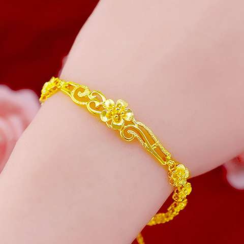 Vietnamese sand gold bracelet, pure gold jewelry for women, fake gold gold-plated bracelet that does not fade for a long time, bride's head jewelry details Picture