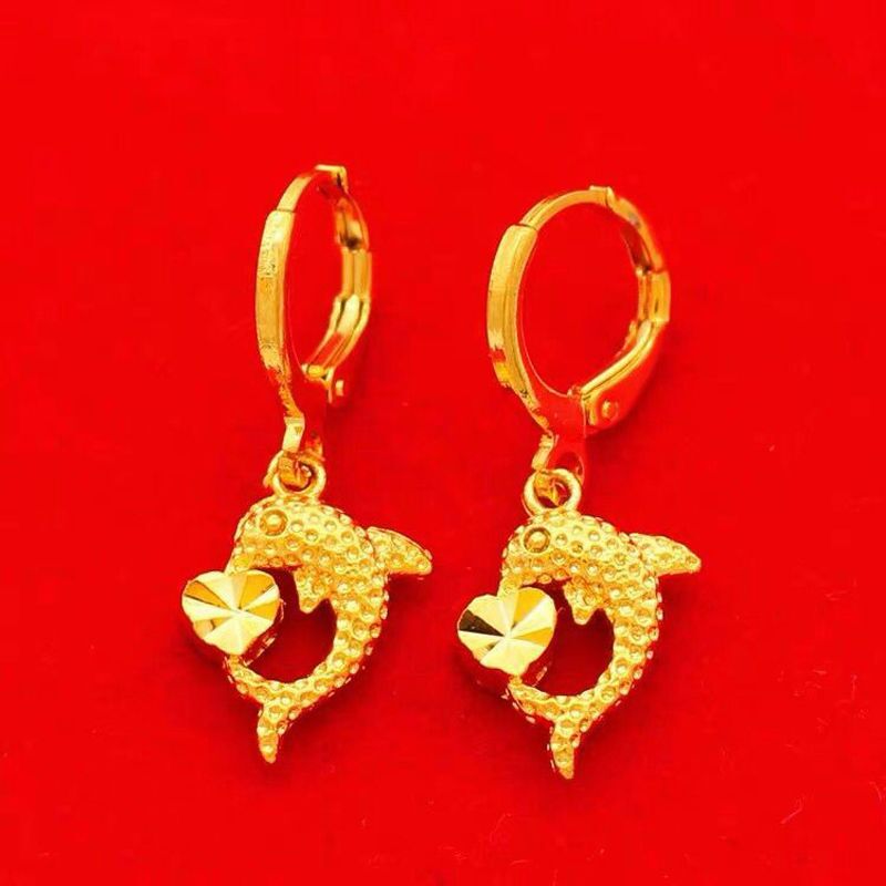 【 Long-lasting and non-fading 】 Vietnamese sand gold earrings, feminine and trendy small accessories, sexy stud earrings, mom earrings details Picture
