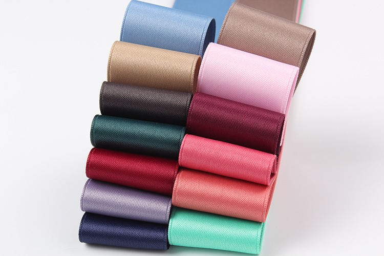 Dingxin Factory direct sales 1.0CM Korean double-sided polyester-cotton webbing, DIY handmade ribbon bow accessories, Korean thick cotton colored ribbons detail image 3