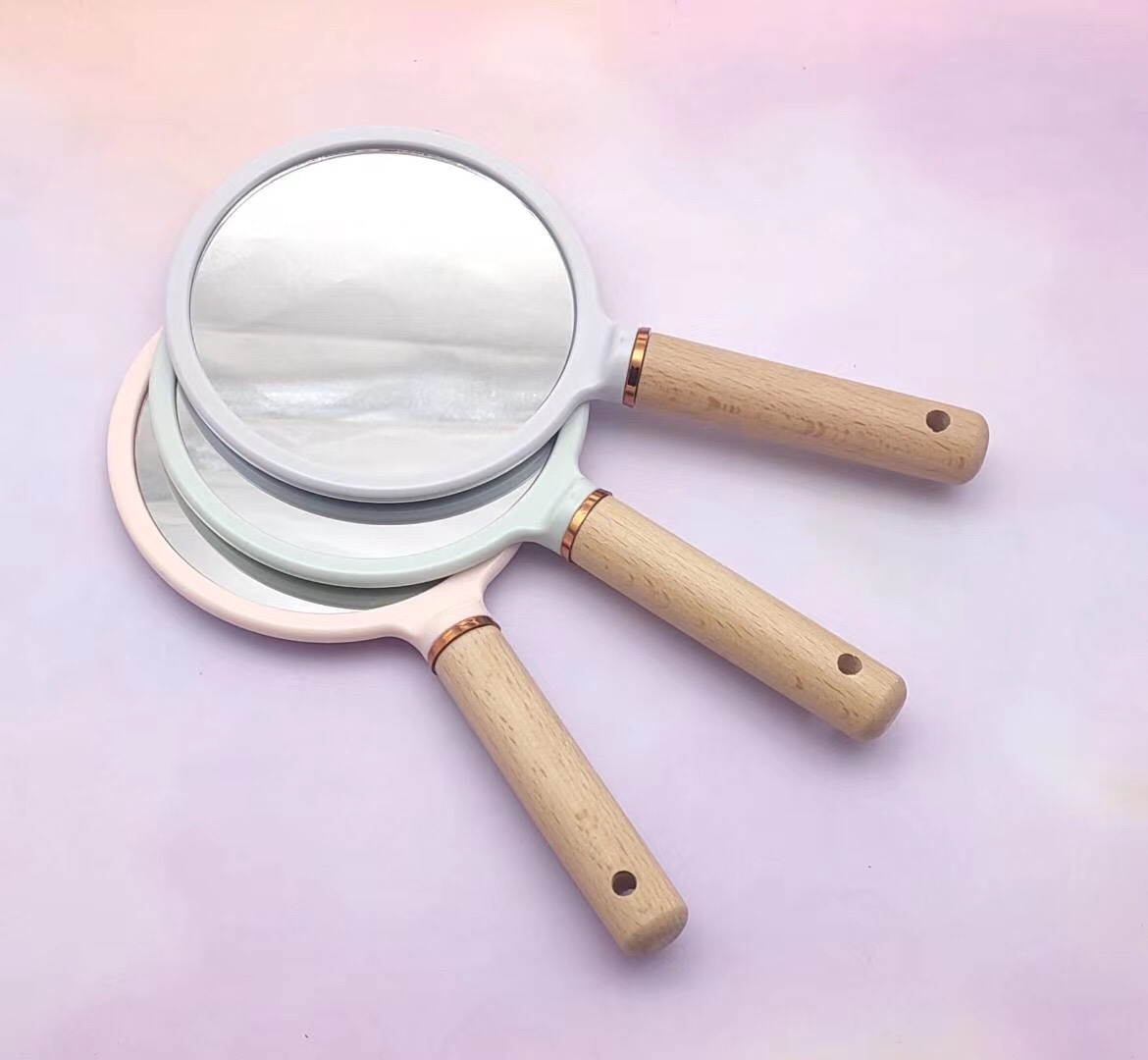 原木手柄镜时尚木柄化妆镜