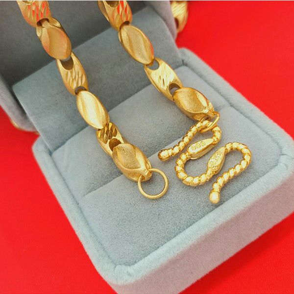 Gold-plated necklace for men, Vietnamese sand gold with a rough matte finish and bamboo joint ingot. It is powerful, luxurious and does not fade for a long time undefined